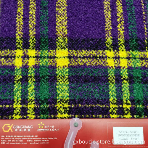 Boucle fashion Plaid design with loops yarn fabric